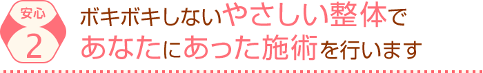 ボキボキしないやさしい整体で あなたにあった施術を行います